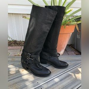 Gianni Bini belted leather - wide calf - Riding boots - Pull on - 19”